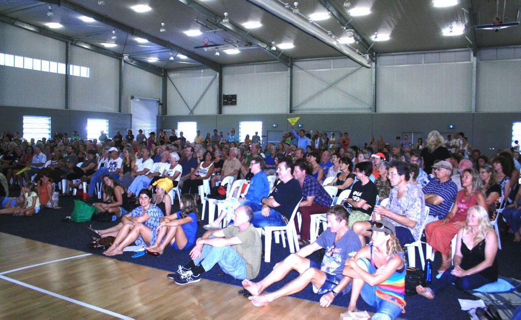 Part of the 600-strong crowd at the packed anti-CSG rally in the Byron sports complex last Saturday. Part of the 600-strong crowd at the packed anti-CSG rally in the Byron sports complex last Saturday.